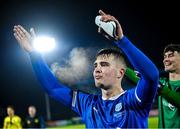 3 March 2025; Tommy Lonergan of Waterford celebrates after the SSE Airtricity Men's Premier Division match between Waterford and Cork City at the Regional Sports Centre in Waterford. Photo by David Fitzgerald/Sportsfile