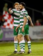 3 March 2025; Shamrock Rovers players Rory Gaffney, left, and Roberto Lopes after their side's defeat in the SSE Airtricity Men's Premier Division match between Sligo Rovers and Shamrock Rovers at The Showgrounds in Sligo. Photo by Piaras Ó Mídheach/Sportsfile