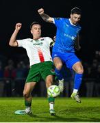 3 March 2025; Padraig Amond of Waterford in action against Charlie Lyons of Cork City during the SSE Airtricity Men's Premier Division match between Waterford and Cork City at the Regional Sports Centre in Waterford. Photo by David Fitzgerald/Sportsfile