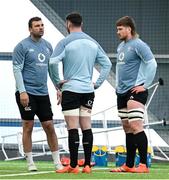 4 March 2025; Tadhg Beirne, left, James Ryan and Joe McCarthy during an Ireland Rugby squad training session at the IRFU High Performance Centre in Dublin. Photo by Brendan Moran/Sportsfile