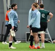 4 March 2025; Tom O’Toole, left, and Finlay Bealham during an Ireland Rugby squad training session at the IRFU High Performance Centre in Dublin. Photo by Brendan Moran/Sportsfile