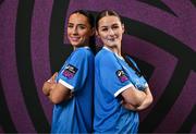 27 February 2025; Sophie Moran, right, and Cliona Kearney during a Waterford FC squad portraits session at SETU Arena in Carriganore, Waterford. Photo by Ben McShane/Sportsfile