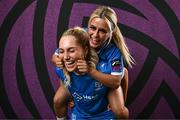 27 February 2025; Zara Corcoran, left, and Meghan Carr during a Waterford FC squad portraits session at SETU Arena in Carriganore, Waterford. Photo by Ben McShane/Sportsfile