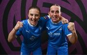 27 February 2025; Jess Lawlor, left, and Mia Lenihan during a Waterford FC squad portraits session at SETU Arena in Carriganore, Waterford. Photo by Ben McShane/Sportsfile