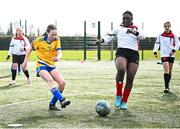 5 March 2025; Action from the FAI Schools Primary 5s Qualifiers match between Rush NS 1 and St Mochtas at Hartstown Huntstown FC in Blanchardstown, Dublin. Photo by Seb Daly/Sportsfile