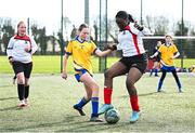 5 March 2025; Action from the FAI Schools Primary 5s Qualifiers match between Rush NS 1 and St Mochtas at Hartstown Huntstown FC in Blanchardstown, Dublin. Photo by Seb Daly/Sportsfile