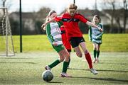 5 March 2025; Action from the FAI Schools Primary 5s Qualifiers match between St Patrick's Senior Mixed School and St Fintans at Hartstown Huntstown FC in Blanchardstown, Dublin. Photo by Seb Daly/Sportsfile