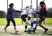 5 March 2025; Action from the FAI Schools Primary 5s Qualifiers match between St Patrick's NS Diswellstown 1 and Tyrrelstown ETNS 1 at Hartstown Huntstown FC in Blanchardstown, Dublin. Photo by Seb Daly/Sportsfile