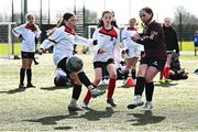 5 March 2025; Action from the FAI Schools Primary 5s Qualifiers match between Holywell ETNS 1 and Rush NS 2 at Hartstown Huntstown FC in Blanchardstown, Dublin. Photo by Seb Daly/Sportsfile