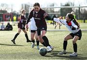 5 March 2025; Action from the FAI Schools Primary 5s Qualifiers match between Holywell ETNS 1 and Rush NS 2 at Hartstown Huntstown FC in Blanchardstown, Dublin. Photo by Seb Daly/Sportsfile