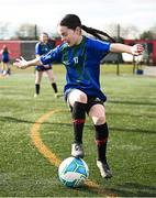 5 March 2025; Action from the FAI Schools Primary 5s Qualifiers match between Rush NS 1 and John Paul II NS 1 at Hartstown Huntstown FC in Blanchardstown, Dublin. Photo by Seb Daly/Sportsfile