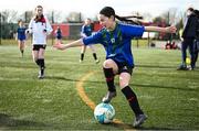 5 March 2025; Action from the FAI Schools Primary 5s Qualifiers match between Rush NS 1 and John Paul II NS 1 at Hartstown Huntstown FC in Blanchardstown, Dublin. Photo by Seb Daly/Sportsfile