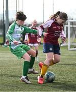 5 March 2025; Action from the FAI Schools Primary 5s Qualifiers match between Sacred Heart NS and St Patricks Senior Mixed School at Hartstown Huntstown FC in Blanchardstown, Dublin. Photo by Seb Daly/Sportsfile