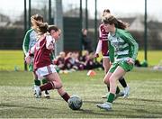 5 March 2025; Action from the FAI Schools Primary 5s Qualifiers match between Sacred Heart NS and St Patricks Senior Mixed School at Hartstown Huntstown FC in Blanchardstown, Dublin. Photo by Seb Daly/Sportsfile