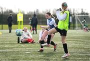 5 March 2025; Action from the FAI Schools Primary 5s Qualifiers match between Rush NS 1 and St Patricks NS Diswellstown 1 at Hartstown Huntstown FC in Blanchardstown, Dublin. Photo by Seb Daly/Sportsfile