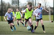 5 March 2025; Action from the FAI Schools Primary 5s Qualifiers match between Rush NS 1 and St Patricks NS Diswellstown 1 at Hartstown Huntstown FC in Blanchardstown, Dublin. Photo by Seb Daly/Sportsfile