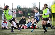 5 March 2025; Action from the FAI Schools Primary 5s Qualifiers match between Rush NS 1 and St Patricks NS Diswellstown 1 at Hartstown Huntstown FC in Blanchardstown, Dublin. Photo by Seb Daly/Sportsfile