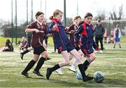 5 March 2025; Action from the FAI Schools Primary 5s Qualifiers match between Tyrrelstown ETNS 2 and Holywell ETNS 2 at Hartstown Huntstown FC in Blanchardstown, Dublin. Photo by Seb Daly/Sportsfile