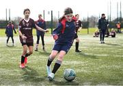 5 March 2025; Action from the FAI Schools Primary 5s Qualifiers match between Tyrrelstown ETNS 2 and Holywell ETNS 2 at Hartstown Huntstown FC in Blanchardstown, Dublin. Photo by Seb Daly/Sportsfile