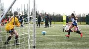 5 March 2025; Action from the FAI Schools Primary 5s Qualifiers match between Rush NS 1 and St Patricks NS Diswellstown 1 at Hartstown Huntstown FC in Blanchardstown, Dublin. Photo by Seb Daly/Sportsfile