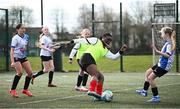 5 March 2025; Action from the FAI Schools Primary 5s Qualifiers match between Rush NS 1 and St Patricks NS Diswellstown 1 at Hartstown Huntstown FC in Blanchardstown, Dublin. Photo by Seb Daly/Sportsfile