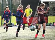 5 March 2025; Action from the FAI Schools Primary 5s Qualifiers match between Tyrrelstown ETNS 2 and Holywell ETNS 2 at Hartstown Huntstown FC in Blanchardstown, Dublin. Photo by Seb Daly/Sportsfile