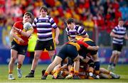 4 March 2025; Oisin Kelly of St Fintan's High School makes a pass during the Bank of Ireland Leinster Schools Senior Cup semi-final match between St Fintan's High School and Terenure College at Energia Park in Dublin. Photo by Shauna Clinton/Sportsfile