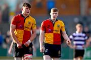 4 March 2025; St Fintan's High School players James Burke, right, and Michael Bolger during the Bank of Ireland Leinster Schools Senior Cup semi-final match between St Fintan's High School and Terenure College at Energia Park in Dublin. Photo by Shauna Clinton/Sportsfile