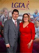 8 March 2025; LGFA President Trina Murray and former LGFA President Mícheál Naughton during day two of the LGFA Annual Congress at Clanree Hotel in Letterkenny, Donegal. Photo by Ramsey Cardy/Sportsfile