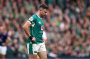 8 March 2025; Hugo Keenan of Ireland during the Guinness Six Nations Rugby Championship match between Ireland and France at the Aviva Stadium in Dublin. Photo by Seb Daly/Sportsfile