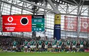 8 March 2025; Ireland players react at the final whistle of the Guinness Six Nations Rugby Championship match between Ireland and France at the Aviva Stadium in Dublin. Photo by Brendan Moran/Sportsfile