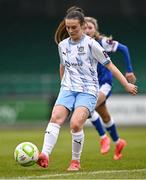 8 March 2025; Jessica Lawlor of Waterford in action against Cara Griffin of Treaty United during the SSE Airtricity Women's Premier Division match between Treaty United and Waterford at Markets Field in Limerick. Photo by Piaras Ó Mídheach/Sportsfile