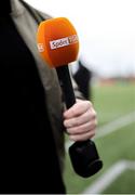 8 March 2025; A detailed view of a TG4 microphone before the SSE Airtricity Women's Premier Division match between Athlone Town and Wexford at Athlone Town Stadium in Westmeath. Photo by Thomas Flinkow/Sportsfile *