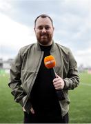 8 March 2025; TG4 presenter Aindriú de Paor before the SSE Airtricity Women's Premier Division match between Athlone Town and Wexford at Athlone Town Stadium in Westmeath. Photo by Thomas Flinkow/Sportsfile *