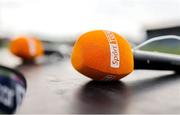 8 March 2025; A detailed view of TG4 microphones before the SSE Airtricity Women's Premier Division match between Athlone Town and Wexford at Athlone Town Stadium in Westmeath. Photo by Thomas Flinkow/Sportsfile *