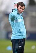 8 March 2025; Dublin manager Niall Ó Ceallacháin fixes his earpieces before the Allianz Hurling League Division 1B match between Dublin and Carlow at Parnell Park in Dublin. Photo by Stephen Marken/Sportsfile