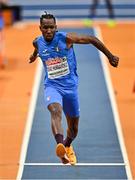 8 March 2025; Andy Díaz Hernández of Italy competes in the men's triple jump during day three of the European Athletics Indoor Championships 2025 at the Omnisport Apeldoorn in Apeldoorn, Netherlands. Photo by Sam Barnes/Sportsfile