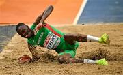 8 March 2025; Tiago Pereira of Portugal competes in the men's triple jump during day three of the European Athletics Indoor Championships 2025 at the Omnisport Apeldoorn in Apeldoorn, Netherlands. Photo by Sam Barnes/Sportsfile