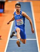 8 March 2025; Andrea Dallavalle of Italy competes in the men's triple jump during day three of the European Athletics Indoor Championships 2025 at the Omnisport Apeldoorn in Apeldoorn, Netherlands. Photo by Sam Barnes/Sportsfile