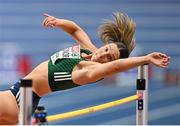 9 March 2025; Kate O'Connor of Ireland competes in the high jump event of the women's pentathlon during day four of the European Athletics Indoor Championships 2025 at the Omnisport Apeldoorn in Apeldoorn, Netherlands. Photo by Sam Barnes/Sportsfile