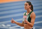 9 March 2025; Kate O'Connor of Ireland celebrates a clearance in the high jump event of the women's pentathlon during day four of the European Athletics Indoor Championships 2025 at the Omnisport Apeldoorn in Apeldoorn, Netherlands. Photo by Sam Barnes/Sportsfile