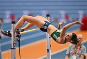 9 March 2025; Kate O'Connor of Ireland competes in the high jump event of the women's pentathlon during day four of the European Athletics Indoor Championships 2025 at the Omnisport Apeldoorn in Apeldoorn, Netherlands. Photo by Sam Barnes/Sportsfile