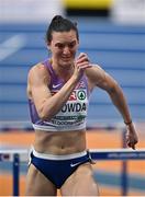 9 March 2025; Jade O'Dowda of Great Britain competes in the 60m hurdles of the women's pentathlon during day four of the European Athletics Indoor Championships 2025 at the Omnisport Apeldoorn in Apeldoorn, Netherlands. Photo by Sam Barnes/Sportsfile