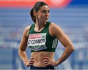 9 March 2025; Kate O'Connor of Ireland after competing in the 60m hurdles event of the women's pentathlon during day four of the European Athletics Indoor Championships 2025 at the Omnisport Apeldoorn in Apeldoorn, Netherlands. Photo by Sam Barnes/Sportsfile