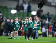 8 March 2025; Beau Healy, son of Cian Healy of Ireland, plays with a TV steadicam after the Guinness Six Nations Rugby Championship match between Ireland and France at the Aviva Stadium in Dublin. Photo by Brendan Moran/Sportsfile