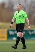 8 March 2025; Referee Jason Moore during the SSE Airtricity Women's Premier Division match between Athlone Town and Wexford at Athlone Town Stadium in Westmeath. Photo by Thomas Flinkow/Sportsfile *