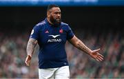 8 March 2025; Uini Atonio of France during the Guinness Six Nations Rugby Championship match between Ireland and France at the Aviva Stadium in Dublin. Photo by Seb Daly/Sportsfile