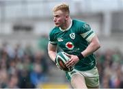 8 March 2025; Jamie Osborne of Ireland during the Guinness Six Nations Rugby Championship match between Ireland and France at the Aviva Stadium in Dublin. Photo by Brendan Moran/Sportsfile Photo by Brendan Moran/Sportsfile