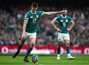 8 March 2025; Sam Prendergast of Ireland during the Guinness Six Nations Rugby Championship match between Ireland and France at the Aviva Stadium in Dublin. Photo by Brendan Moran/Sportsfile Photo by Brendan Moran/Sportsfile