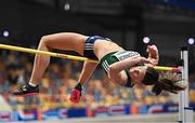 9 March 2025; Kate O'Connor of Ireland competes in the high jump event of the women's pentathlon during day four of the European Athletics Indoor Championships 2025 at the Omnisport Apeldoorn in Apeldoorn, Netherlands. Photo by Sam Barnes/Sportsfile